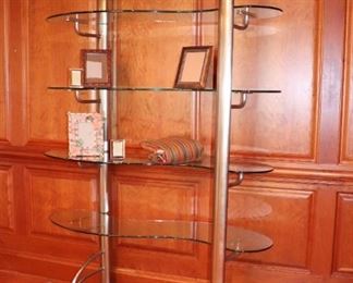Postmodern  Chrome and Curved Glass   Etagere