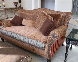 Mixed Leather & Luxury Fabric Sofas and Ottoman 