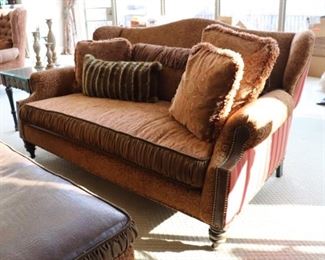 Mixed Leather & Luxury Fabric Sofas and Ottoman 