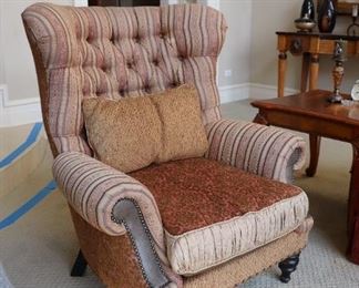 Mixed Leather & Luxury Fabric wingback Chair 