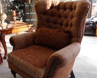 Mixed Leather & Luxury Fabric wingback Chair 