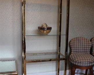 Hollywood  Regency Brass & Glass Étagère 