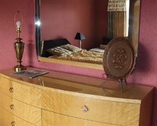 Greg  Sheres  Burlwood Dresser and Mirror 