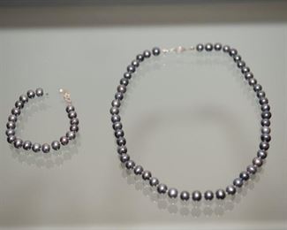 Silver Beaded Necklace And Bracelet