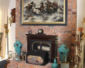 Beardsley Oil, Vases, Duck, Clock, Figurine Hummel, Ames Lamps  