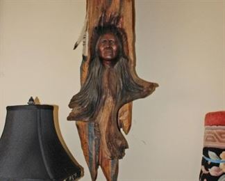 Carved Drift Wood Indian Original Art