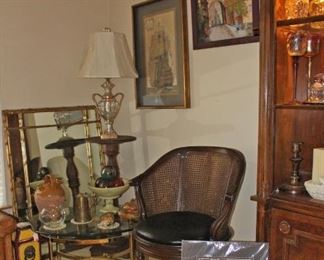 Coffee Table, Lamp, Pedestal, Vases, Chair, Art