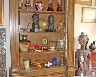 Display or TV Cabinet Bronzes, Vases, More