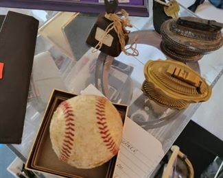 signed BASEBALL, LIGHTERS, WATCHES, CAR EMBLEMS, BADGES, STERLING SILVER more