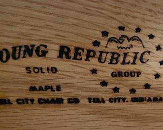Vintage Young Republic Solid Maple Dining Table w Chairs, Hutch
