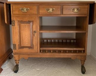 Vintage Young Republic Solid Maple Bar Cart