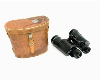 Binolux Binoculars Compass in Lid of Leather Case