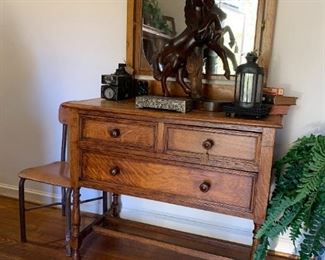 Antique dresser and mirror