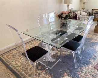 This is an acrylic dining room set they cost $15,000 in the mid 80s
We’re asking $2500 for the set open to offers oh we also have an acrylic coffee table and end tables that were asking $1500 for