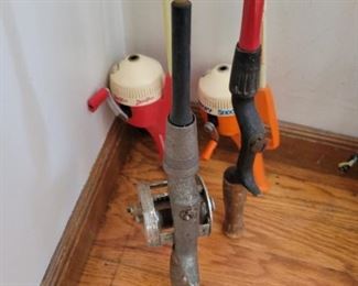 Vintage fishing poles and fishing decor