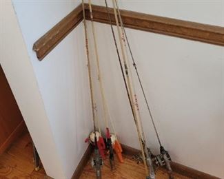 Vintage fishing poles and fishing decor