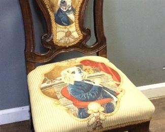 VTG. DOG UPHOLSTERED CROSS STITCH