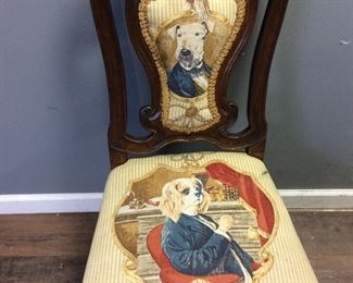VTG. DOG UPHOLSTERED CROSS STITCH