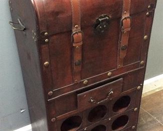 LEATHER TRUNK STYLE WINE CABINET