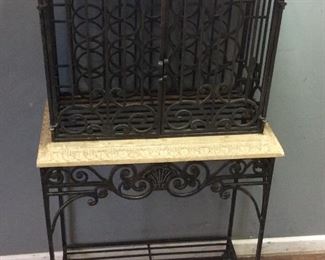 WROUGHT IRON WINE CABINET, 2 PIECE