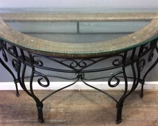 WROUGHT IRON GLASS TOP HALF MOON