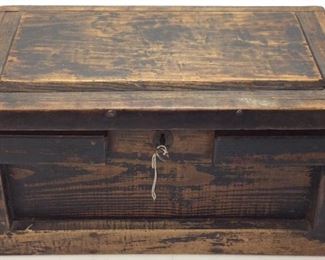 ANTIQUE OAK WOODEN LOCK BOX