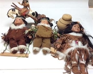 (3) PORCELAIN INDIAN DOLLS, CERAMIC