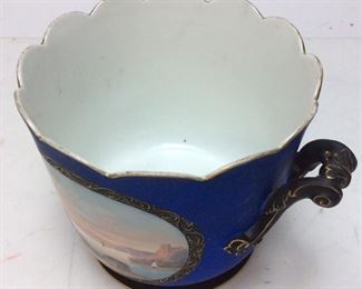 VTG. MILK GLASS MARKED LA & C HAND PAINTED