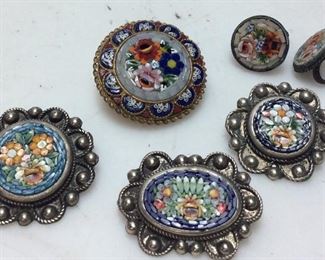 ANTIQUE MICRO MOSAIC BROOCHES
