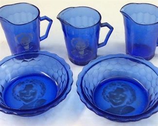 BLUE GLASS SHIRLEY TEMPLE CUP AND