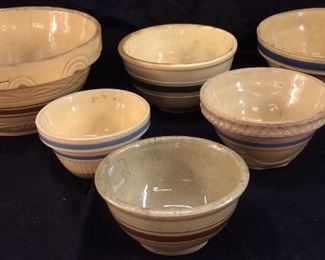 (6)VINTAGE YELLOWARE BOWLS