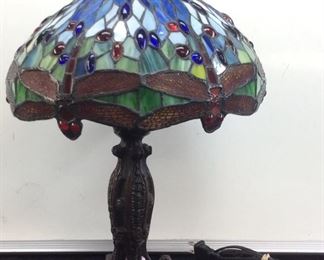 STAIN GLASS DRAGON FLY LAMP