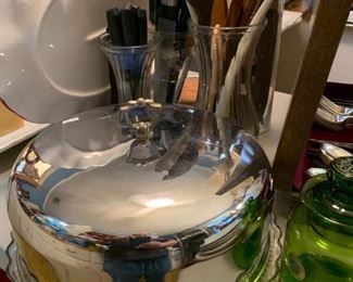 chrome/glass cake plate