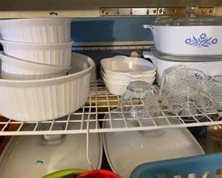 corning, french white and blue cornflower