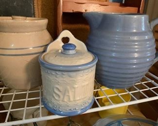 crockery, salt, jar and pitcher