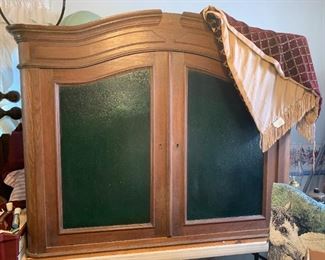 massive buffet top with green glass doors.... could be a great new project piece.... 2 of them