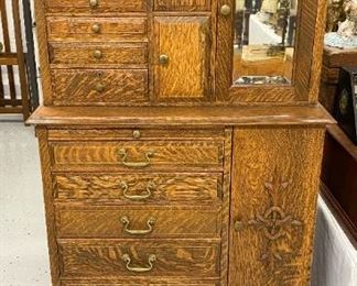 Antique Oak Dentist Cabinet