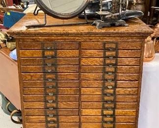 Antique Oak 50 Drawer File Cabinet
