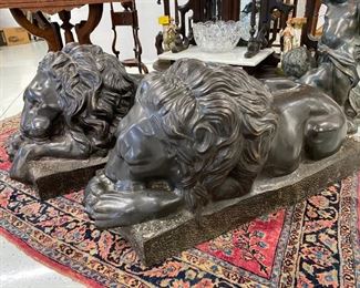 Antique Cast Bronze Lions
