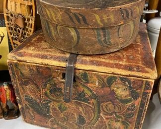Antique Scandinavian Rosemaling Boxes 