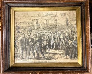 Original Civil War Etching of 69th Regiment Return to New York from Virginia