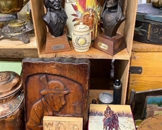  Small Bronze Native American Bust Statues 