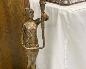 Huge Antique Figural Candelabra With Ram Head Base