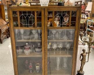 Leaded Glass Front Bookcase 