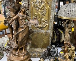 19th Century Cast Metal Statue by Auguste Morneau