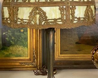 Antique Slag Glass Lamp