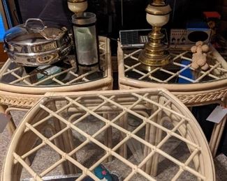 3 End Tables from Indoor Wicker Set