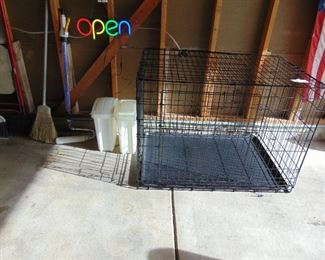 dog crate, open sign