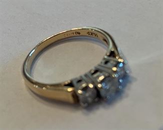 3 Stone Diamond Ring - 14 kt Gold - Size 6 - 3 Grams - $ 278.00