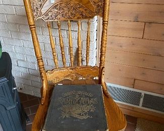 Pressed back oak chair